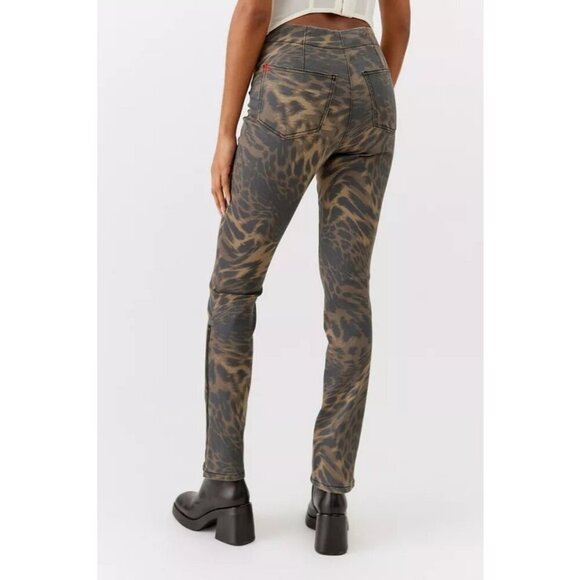 Urban Outfitters BDG High Rise Skinny Pants Leopard Print Zip Hem Women 26 NWT - Picture 2 of 16